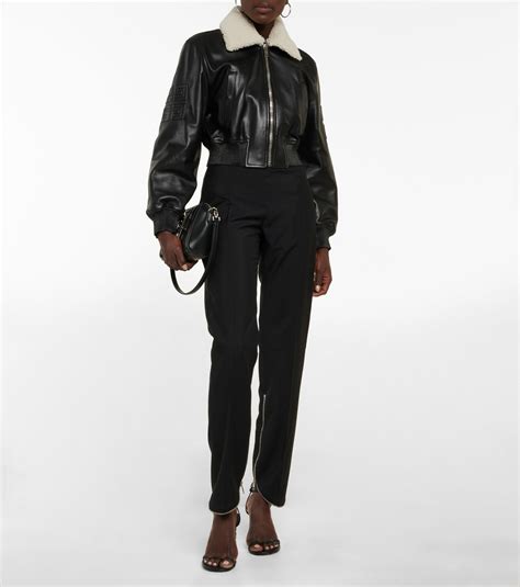 Givenchy Cropped Shearling Trimmed Leather Jacket Givenchy