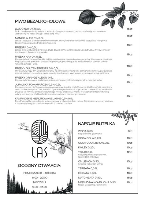 Menu At Las Kawiarnia Cafe Warsaw