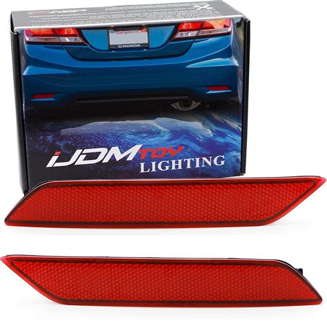 Ijdmtoy Red Lens Rear Bumper Reflector Lenses Compatible With 2013 2015