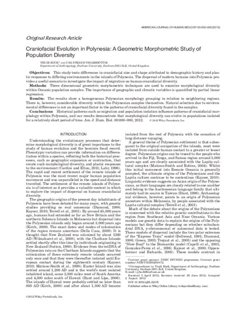 Pdf Craniofacial Evolution In Polynesia A Geometric Morphometric