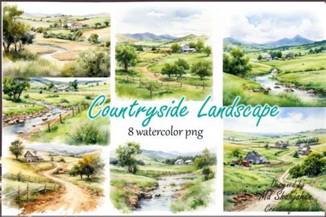 English Countryside Landscape Watercolor Graphic by Md Shahjahan ...