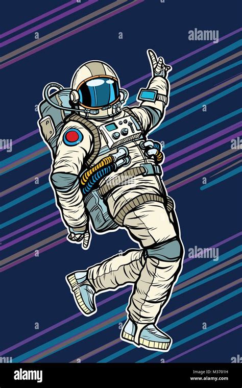 Astronaut Dancing Disco Funny Pop Art Retro Comic Book Vector Cartoon