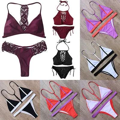 Sexy Women Push Up Bikini Set Low Waist Padded Bandage Swimsuit