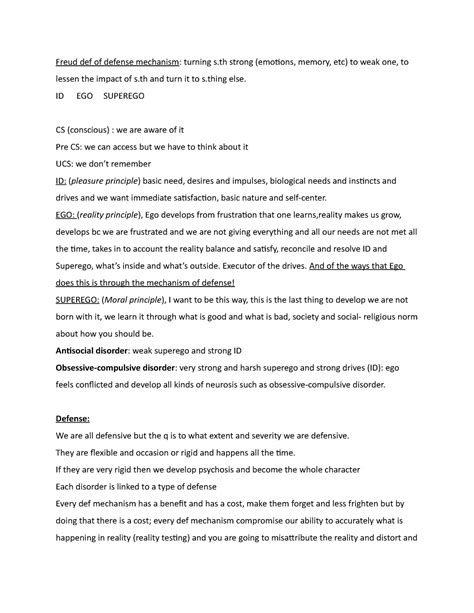 Defenses - Defense mechanism- Freud - Freud def of defense mechanism: turning s strong (emotions ...