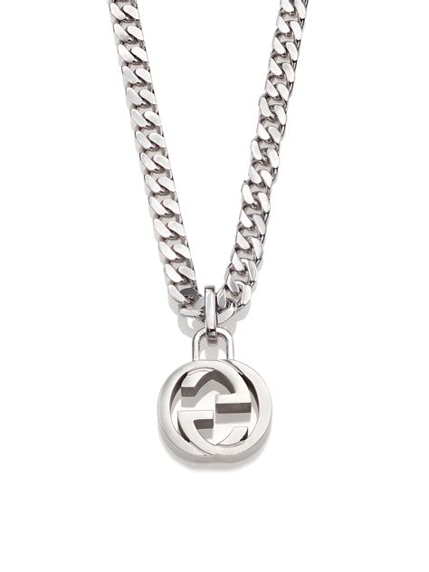 Lyst - Gucci Interlocking Silver Necklace in Metallic for Men