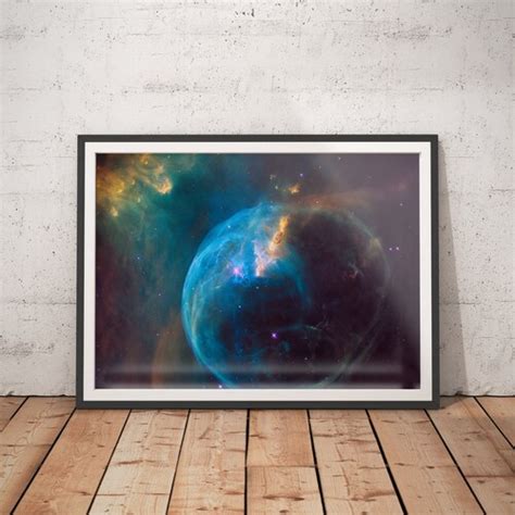 Outer Space Art Astronomy Nasa Poster Hubble Blue Star Etsy