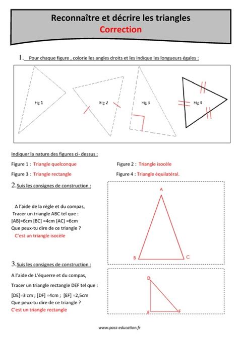 Triangles Reconna Tre Et D Crire Cm Exercices Avec Correction