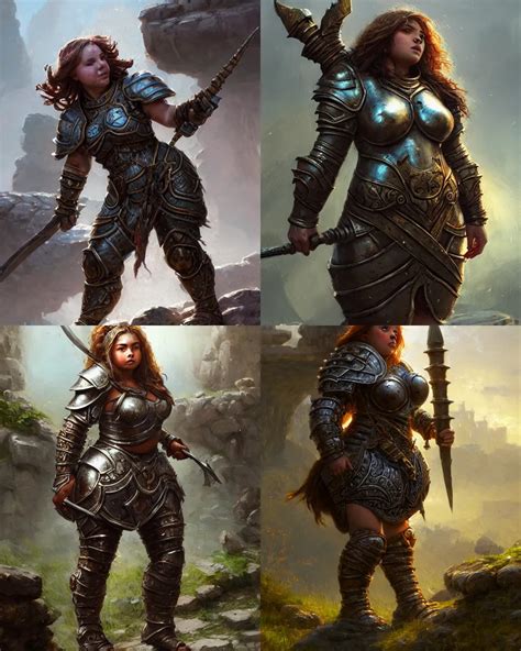 Krea Robust Female Dwarf Warrior Wearing Heavy Plate Armor Short