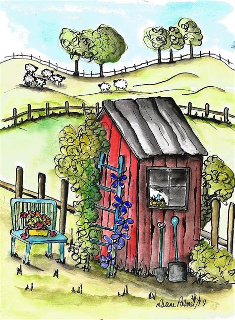 Cute Farm Shed Painting Painting by Diane Palmer | Fine Art America