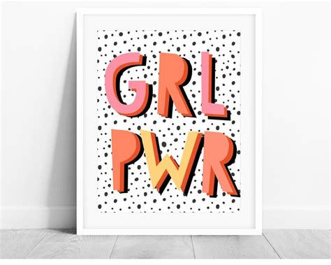 Girl Power Print Grl Pwr Printable Wall Art Girls Room Etsy