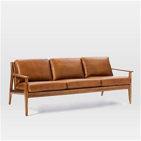 Mathias Mid-Century Wood Frame Leather Sofa (82.5") | west elm