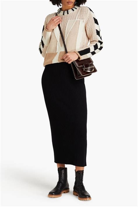 CHLOÉ Ribbed wool and cashmere blend midi skirt THE OUTNET