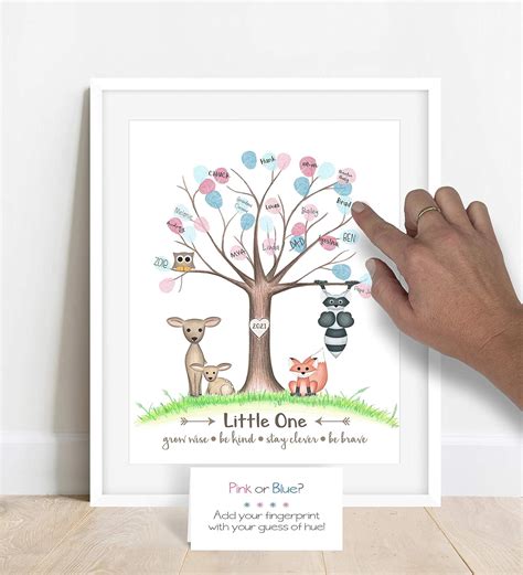 Amazon Personalized Gender Reveal Fingerprint Tree With Woodland