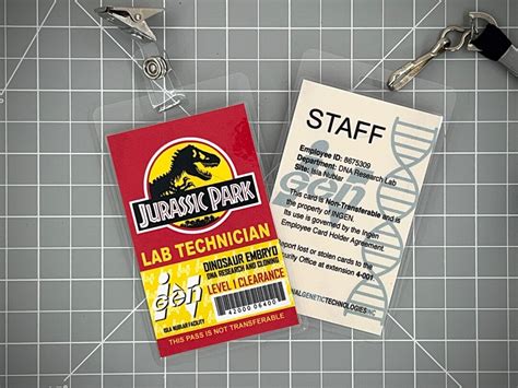 Jurassic Park Lab Technician Id Badge Red Etsy