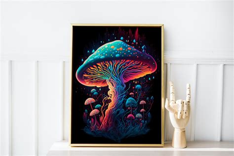 Trippy Mushroom Painting Instant Printable Download Etsy