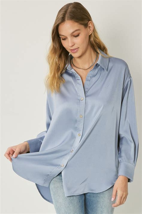 Satin Button Up Woven Blouse