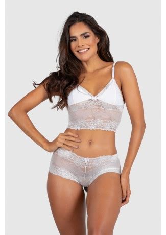 Conjunto Lingerie Esmeralda Branco Ref P B Kaisan