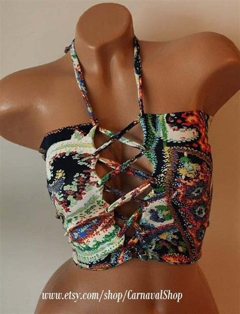 Spandex Bandeau Bikini Women Swimwear Strapless Lace Up Etsy