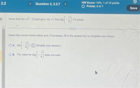 Solved Given That Fxx2−12 And Gx4x1 Find Fg−41