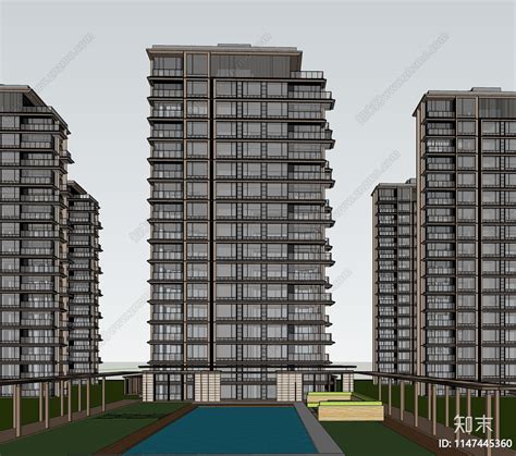 现代高层住宅su模型下载【id1147445360】知末su模型网
