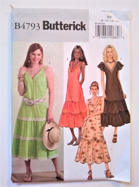 Ruffled Tiered Sundress Pattern Butterick 4793 Dress UNCUT 8 Etsy