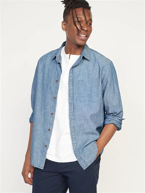 Regular Fit Chambray Everyday Non Stretch Shirt Old Navy