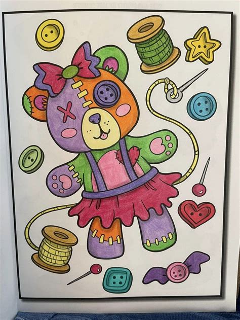 Voodoo Doll Teddy Bear From Cute And Spooky Coloring Book By Alexandra