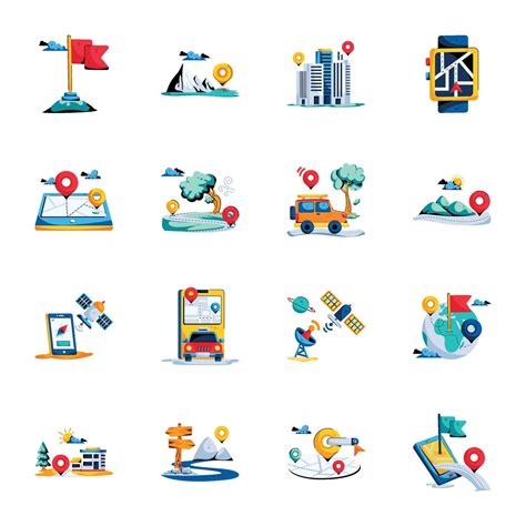 collection  location flat icons  vector art  vecteezy