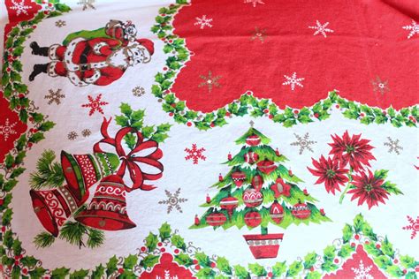 1000+ images about Vintage Christmas Tablecloths on Pinterest