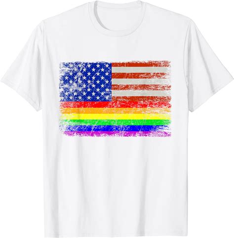 Lgbtq Lesbian Gay Pride 4th Of July American Rainbow Flag T Shirt