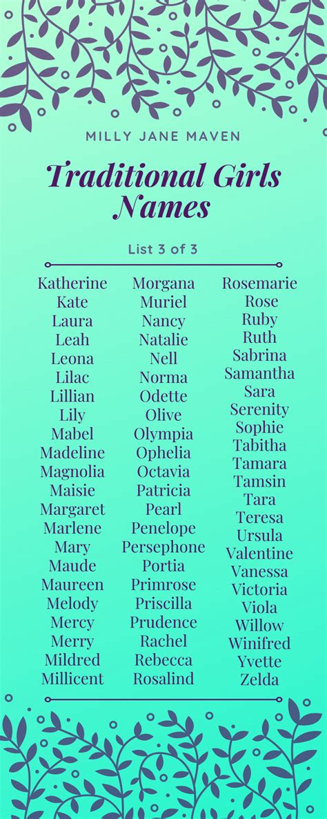 Traditional Girls Names List 3 Of 3 Traditional Girl Names Girl