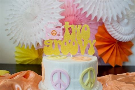 Two Groovy Cake Topper Two Groovy Birthday Party Decorations Hippie