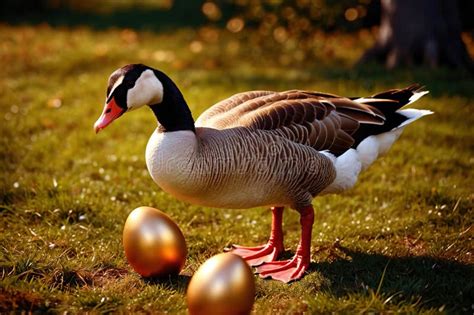 Goose With Golden Egg Showing Value And Wealth Creation Prosperity Making Money Stock