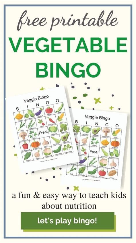 Free Printable Vegetable Bingo An Easy Way To Teach Food Groups