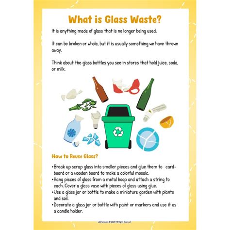 understanding glass waste grades   recycling worksheets  kids