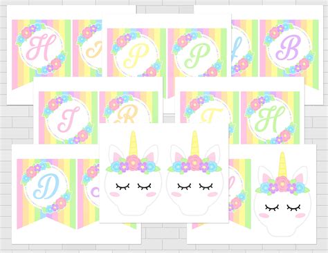 Printable Unicorn Happy Birthday Banner Unicorn Birthday Party