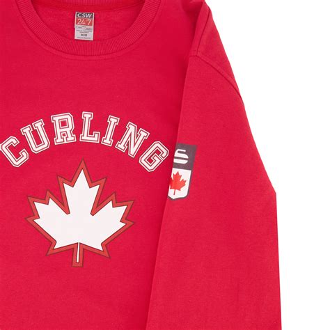 Red Curling Crewneck Sweater | Officially Licensed Curling Canada Gear Powered Goldline