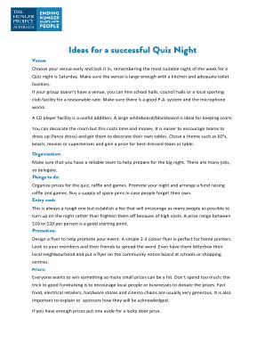 Quiz Night Ideas - Fill Online, Printable, Fillable, Blank | pdfFiller