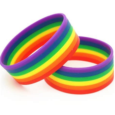 Wholesale Gay Pride Rainbow Rubber Bracelets Pieces Queerks