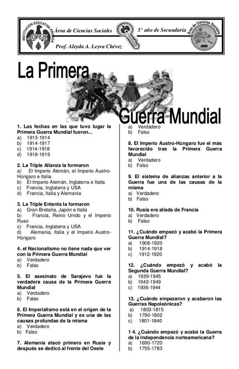 Test Primera Guerra Mundial