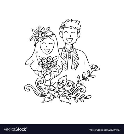 Muslim Couple Wedding Card Royalty Free Vector Image