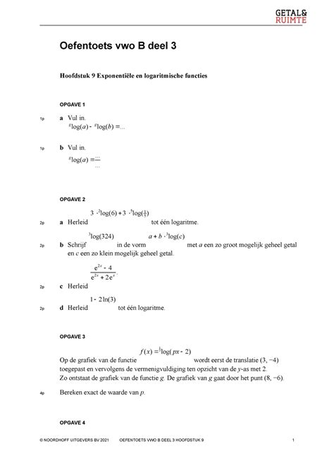 GR12 VB3 H09 Oefentoets Oefentoets Vwo B Deel 3 Hoofdstuk 9