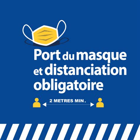 Panneau Port Du Masque Et Distance Obligatoire Signalétique Sanitaire