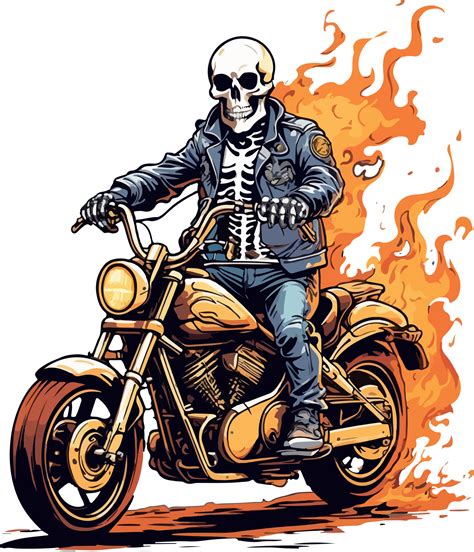 Flame Skeleton Biker Motorcycle Illustration AI Generative 28142609 PNG