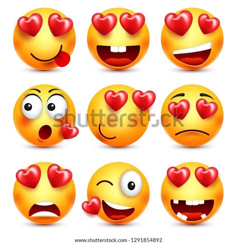 Emoji Red Heart Vector Set Valentines Stock Vector Royalty Free