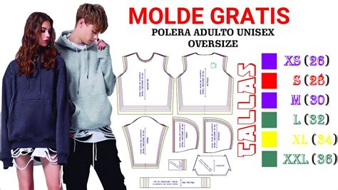 MOLDE GRATIS DE POLERA ADULTO UNISEX OVERSIZE