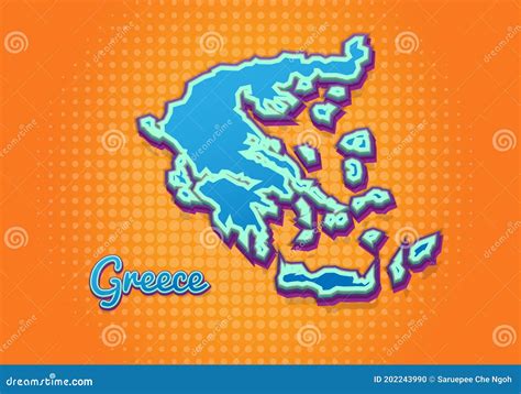 Mapa Retro De Grecia Con Fondo De Semitono Icono Del Mapa De Dibujos