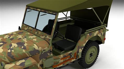 Full W Chassis Jeep Willys Mb Military Camo D Model Cgtrader