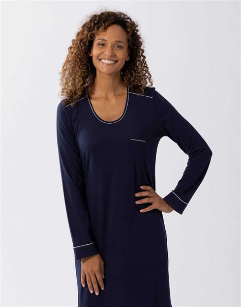 Cotton Modal Nightshirt Les Intemporelles A Navy Blue Lingerie Le Chat