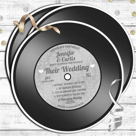 Retro Vinyl Record Wedding Invitation Zazzle